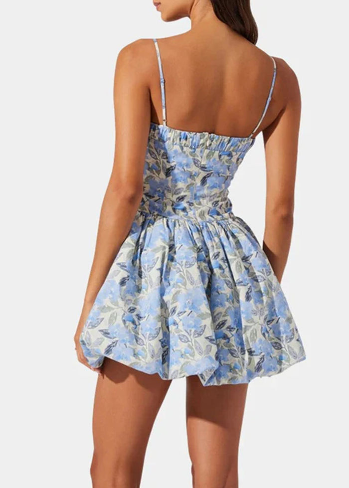 Larissa Mini Bubble Dress - Blue Floral