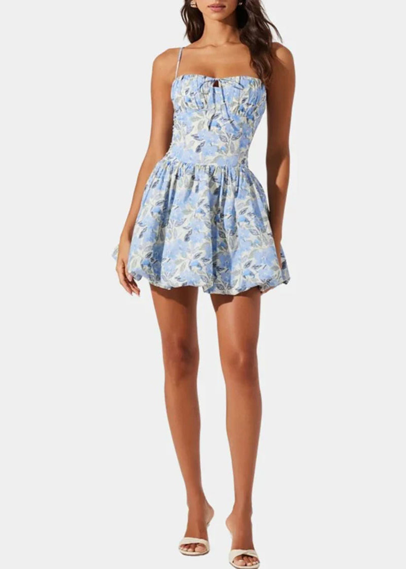 Larissa Mini Bubble Dress - Blue Floral