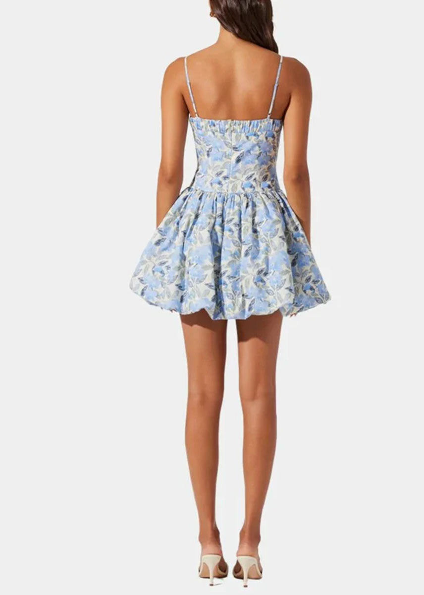 Larissa Mini Bubble Dress - Blue Floral