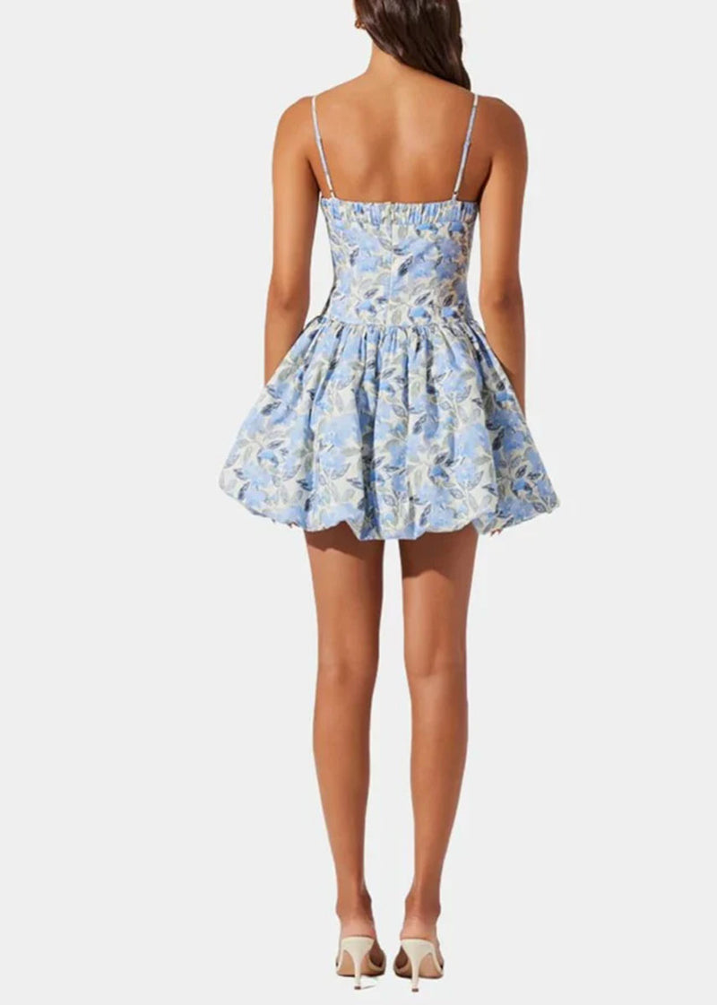 Larissa Mini Bubble Dress - Blue Floral