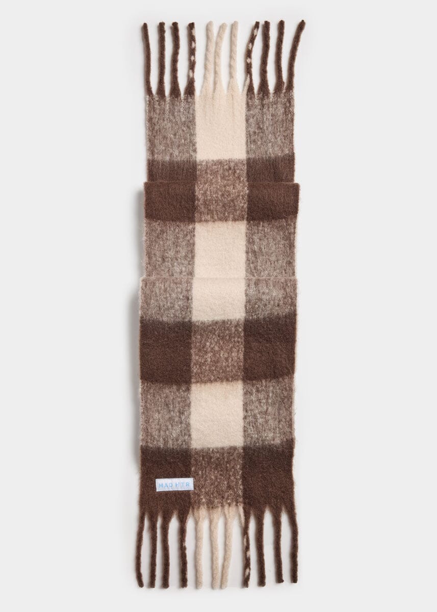 MAD HTR Oversized Blanket Scarf - Espresso & Cream Plaid