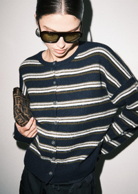 Adrienne Striped Sweater - Navy