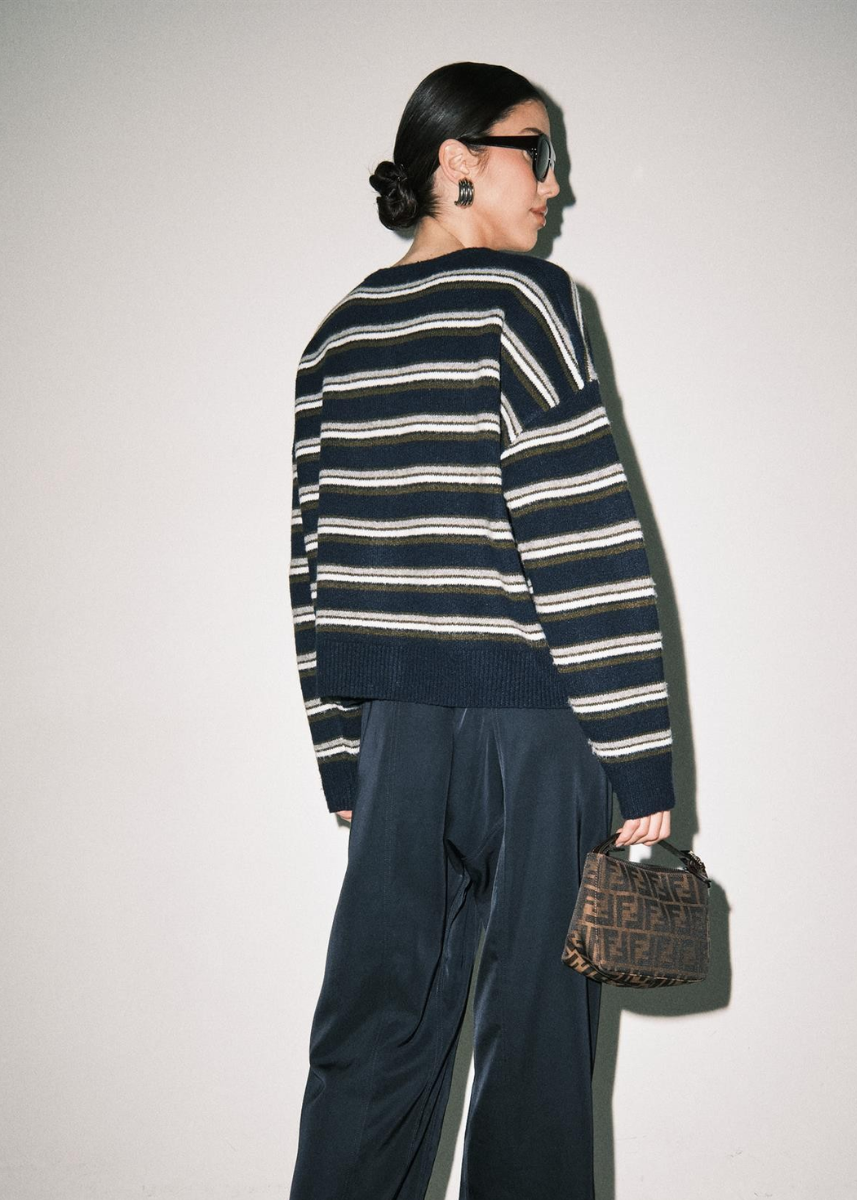 Adrienne Striped Sweater - Navy