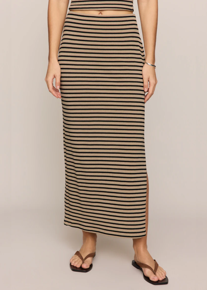 Ainslie Stripe Midi Skirt - Putty