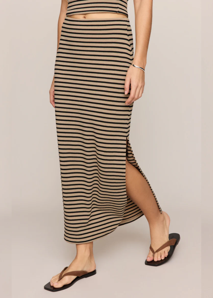 Ainslie Stripe Midi Skirt - Putty