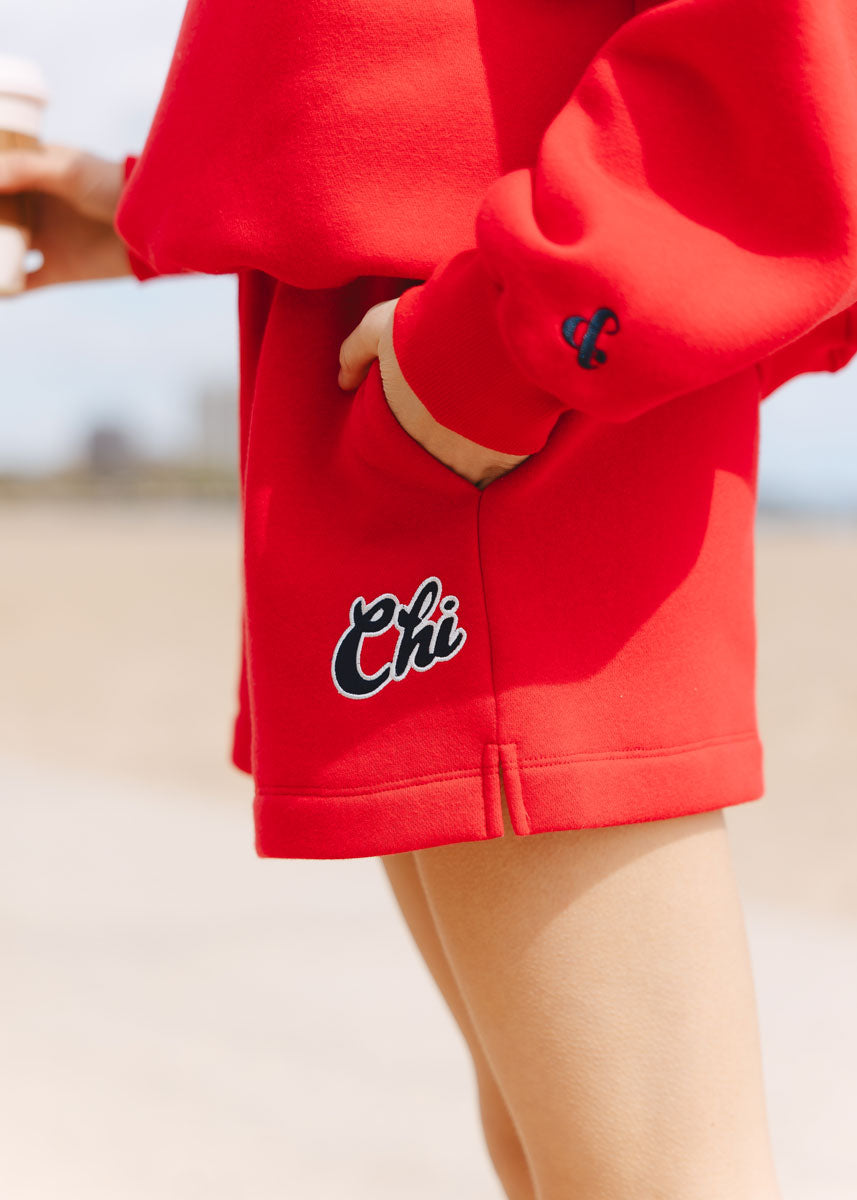 Chi Script Sweatshort - Red