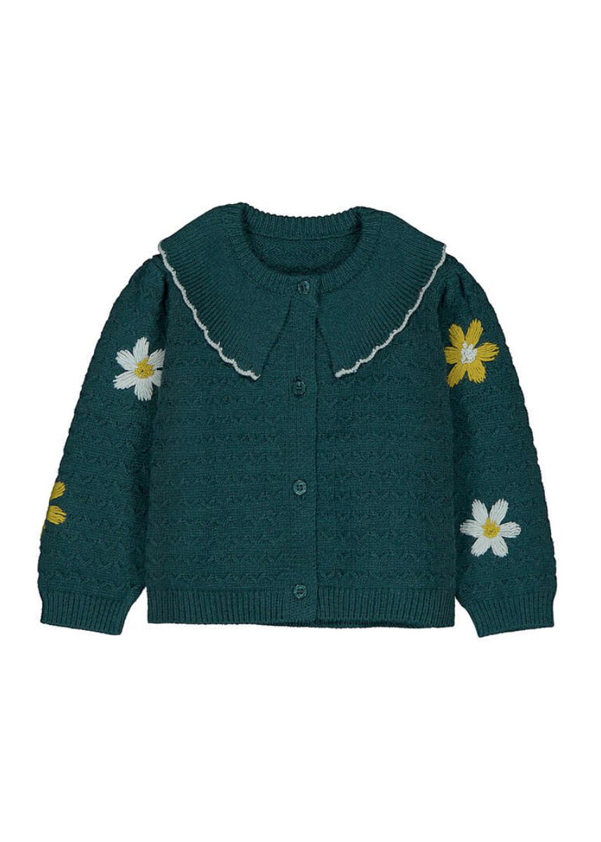 Avery Floral Embroidered Cardigan - Water Lily