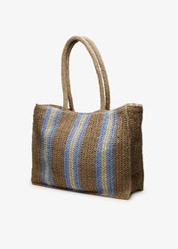 Naples Straw Tote Bag - Natural Blue