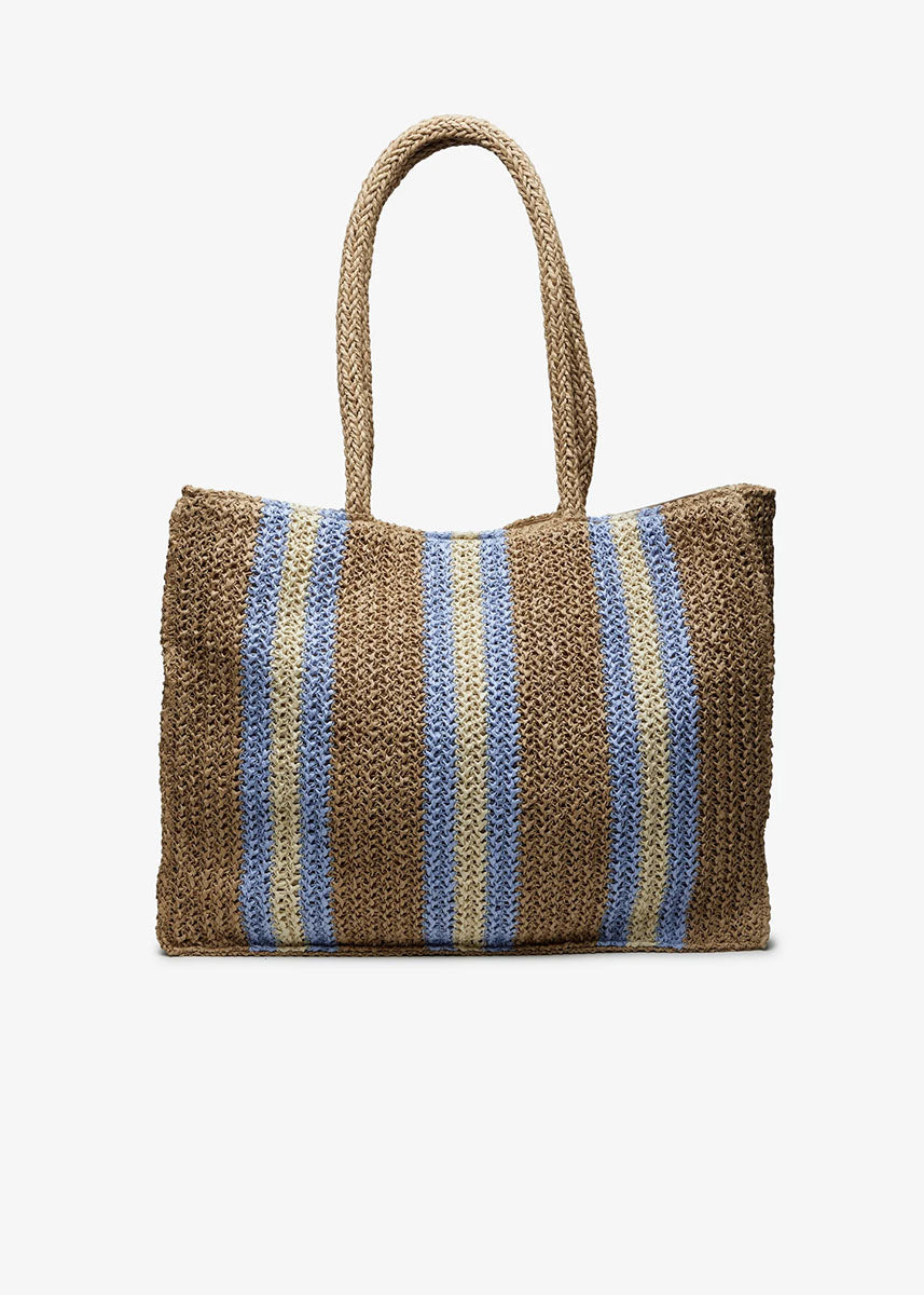 Naples Straw Tote Bag - Natural Blue