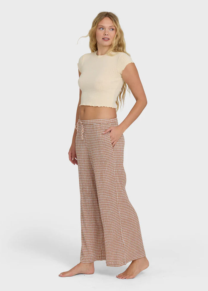 Wanderer Pant Bitty Check - Sugar Almond