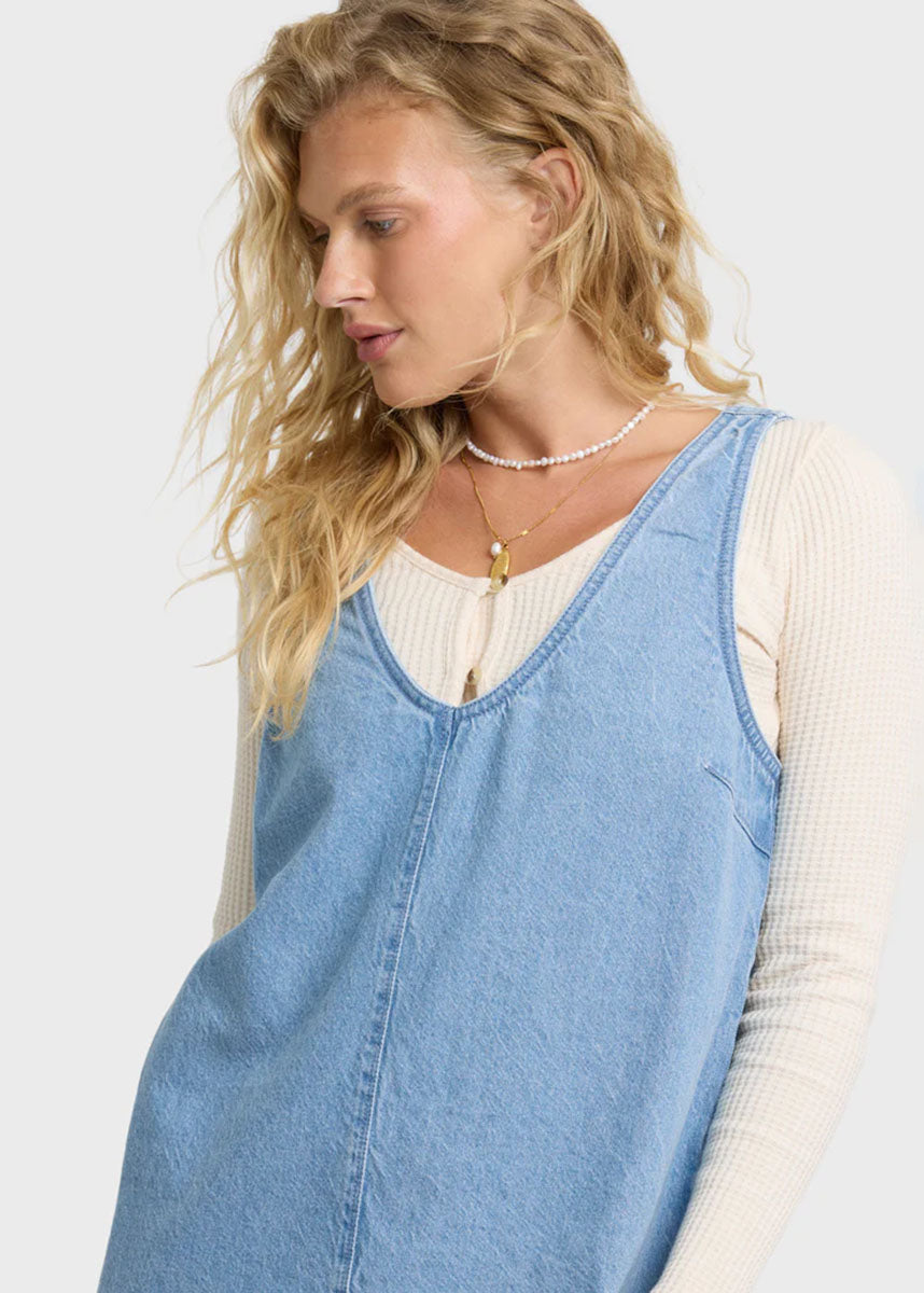 Lyla Saltwashed Mini Dress - Sea Blue