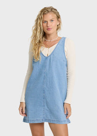 Lyla Saltwashed Mini Dress - Sea Blue