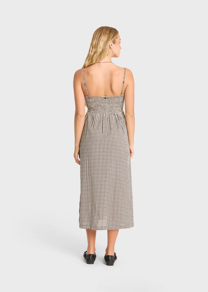 Beach Check Midi Dress - White Black