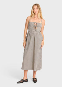 Beach Check Midi Dress - White Black