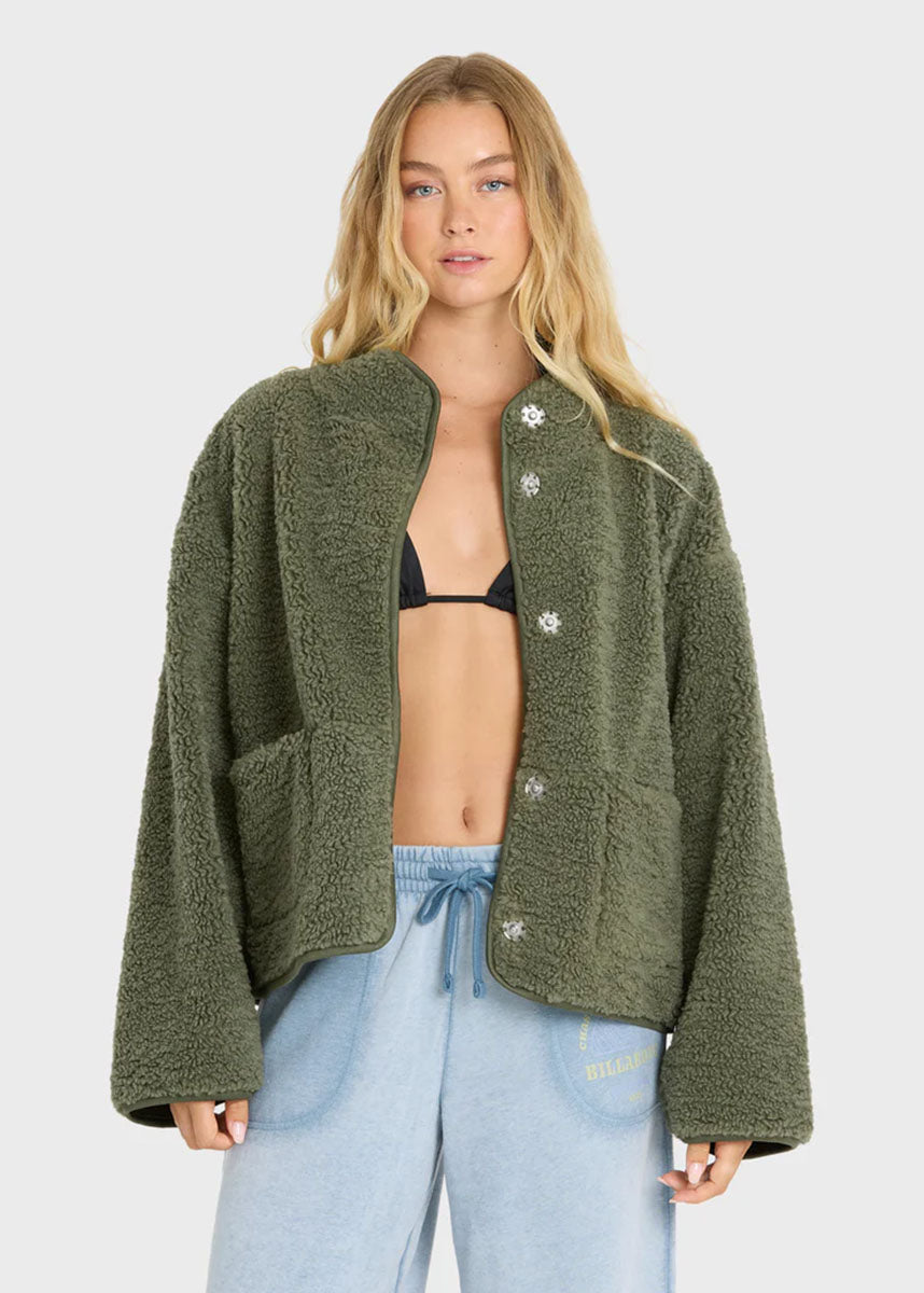 Camper Reversible Sherpa Jacket - Canteen