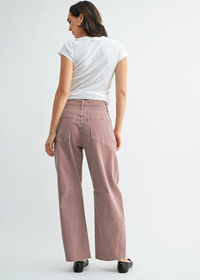 Seamed Barrel Jeans - Spice Brown Stripe