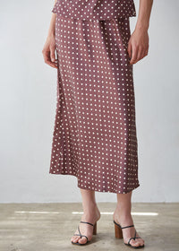 Jenny Polka Dot Midi Skirt - Chocolate