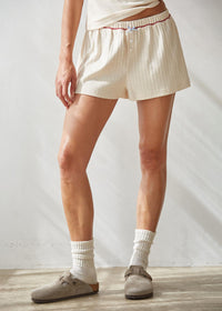 Dream Bow Pointelle Shorts - Cream Red