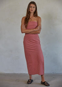 Casablanca Tube Top - Red & Ivory