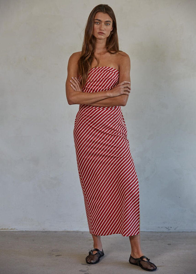 Casablanca Tube Top - Red & Ivory