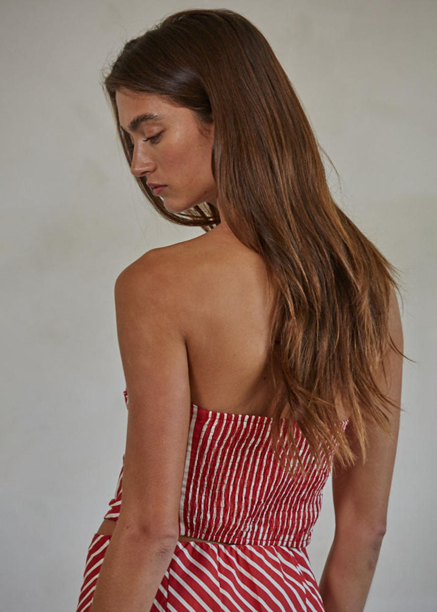 Casablanca Tube Top - Red & Ivory