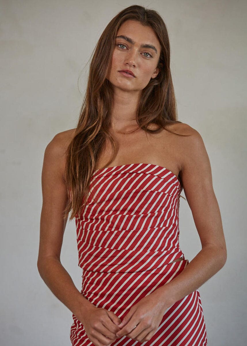 Casablanca Tube Top - Red & Ivory