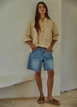 Cade Stripe Button-Down - Mustard Ivory