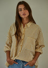 Cade Stripe Button-Down - Mustard Ivory