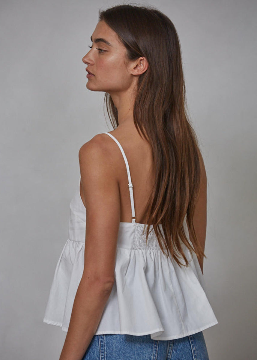 Kayley Babydoll Cami Top - Off-White