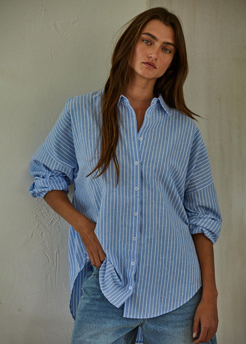 Hidden Cove Striped Shirt - Denim Blue