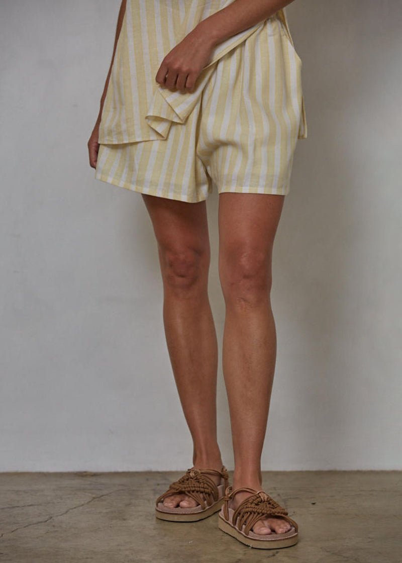 Salvador Striped Shorts - Lemon Ivory