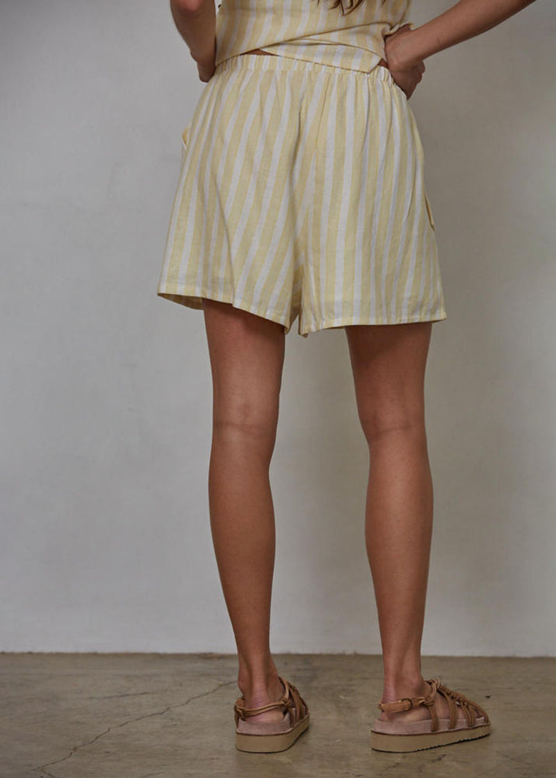 Salvador Striped Shorts - Lemon Ivory