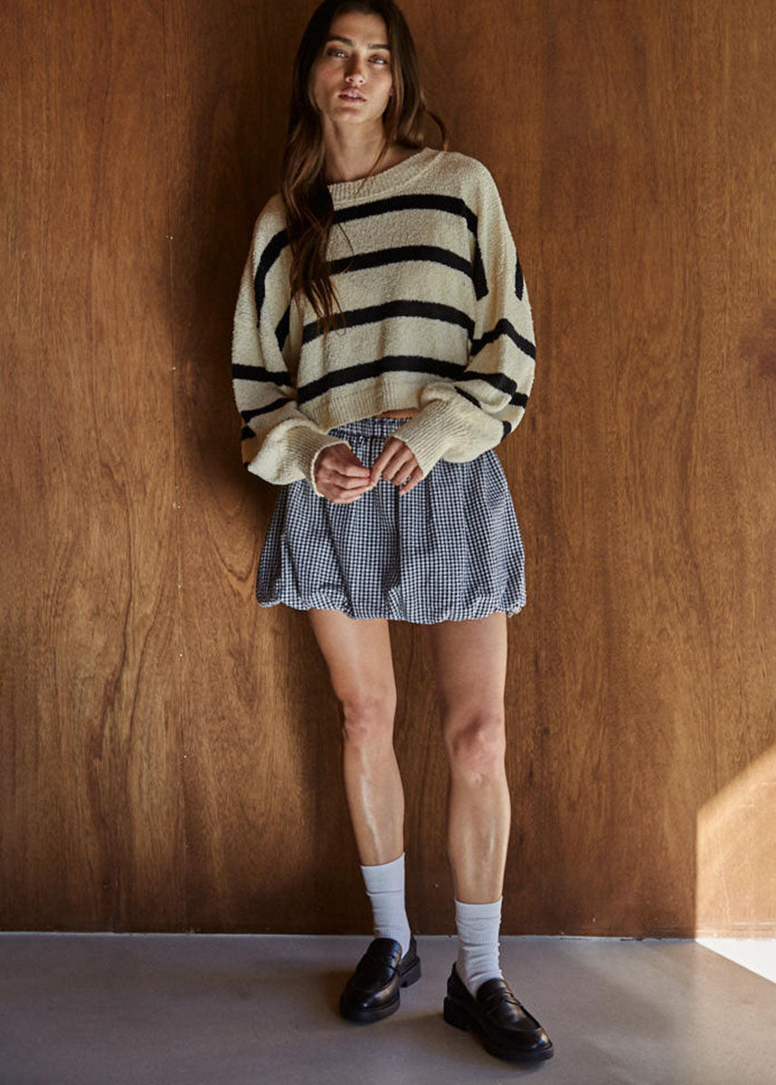 Marielle Gingham Bubble Skort - Black & White