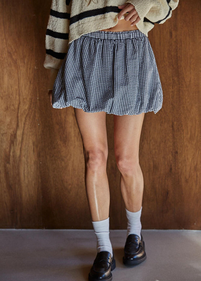 Marielle Gingham Bubble Skort - Black & White