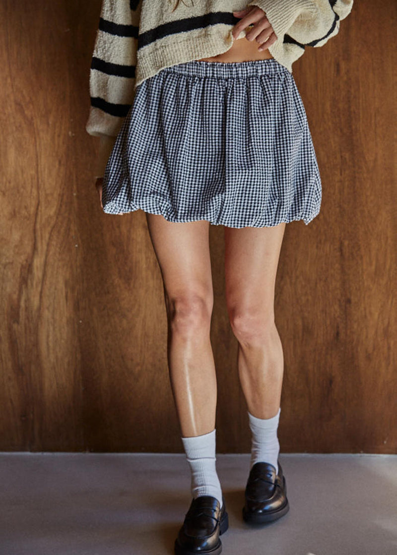 Marielle Gingham Bubble Skort - Black & White
