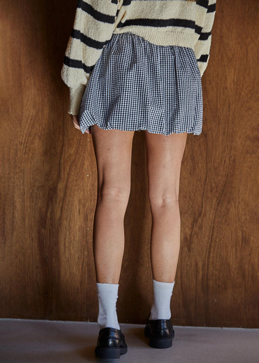 Marielle Gingham Bubble Skort - Black & White