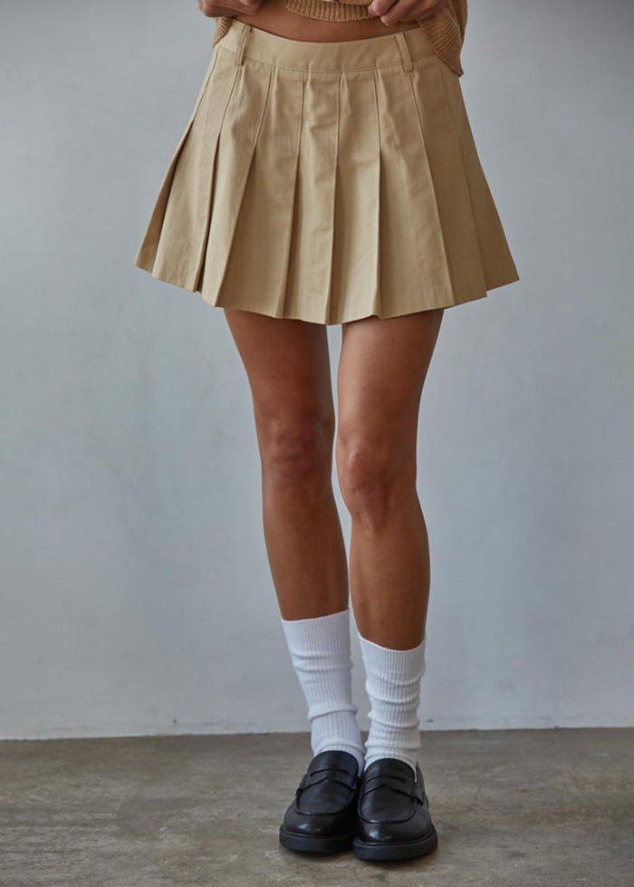 Beckett Pleated Mini Skirt - Khaki