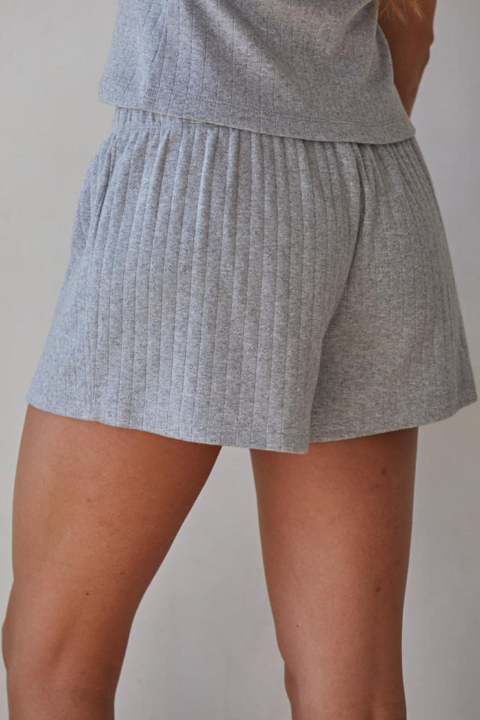 The Pointelle Ribbed Shorts - Heather Grey