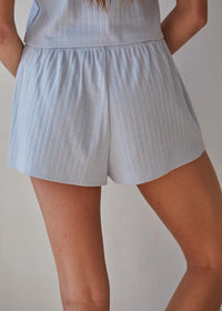 The Pointelle Ribbed Shorts - Misty Blue