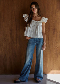 Lillian Lace Ruffle Top - White