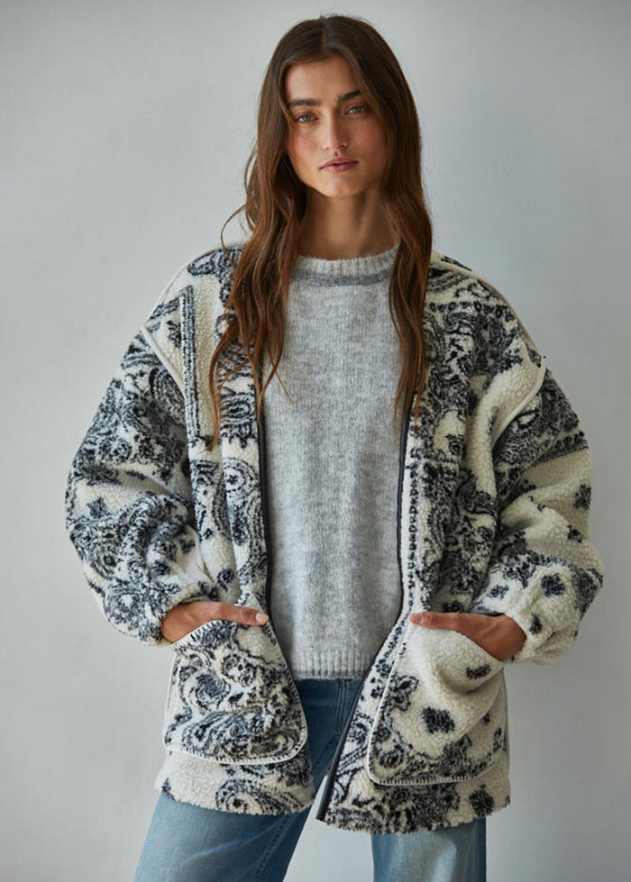 Chalet Sherpa Paisley Jacket - Ivory Black