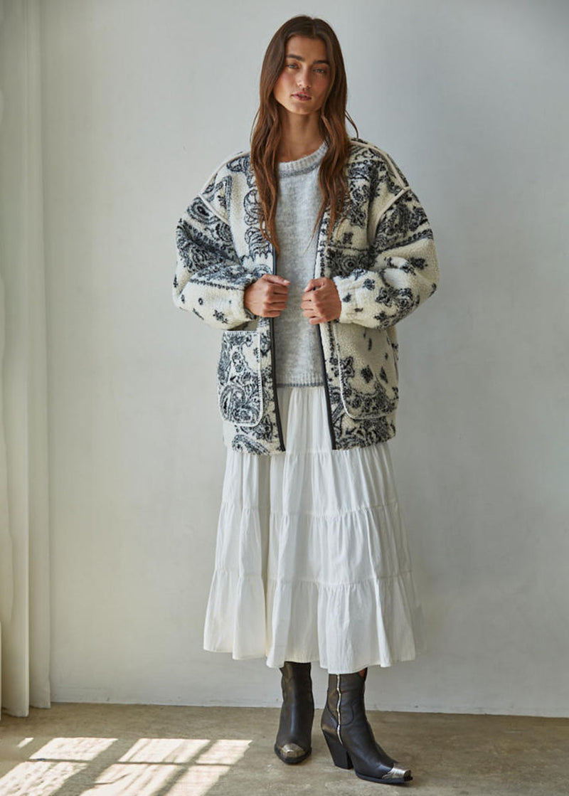 Chalet Sherpa Paisley Jacket - Ivory Black