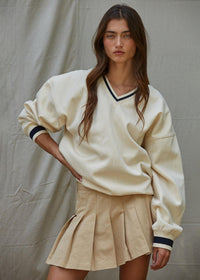 Megan V-Neck Pullover - Cream