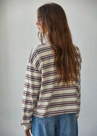 Everly Striped Long Sleeve - Blue & Camel