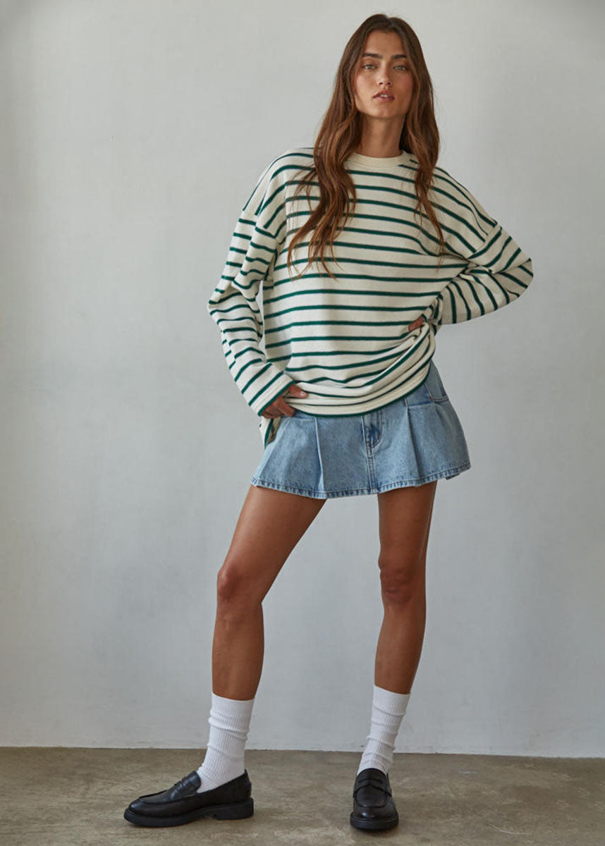 Paulie Striped Knit Pullover - Cream & Green