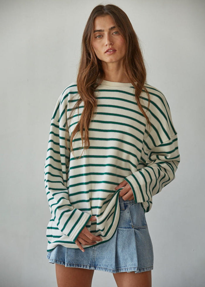 Paulie Striped Knit Pullover - Cream & Green