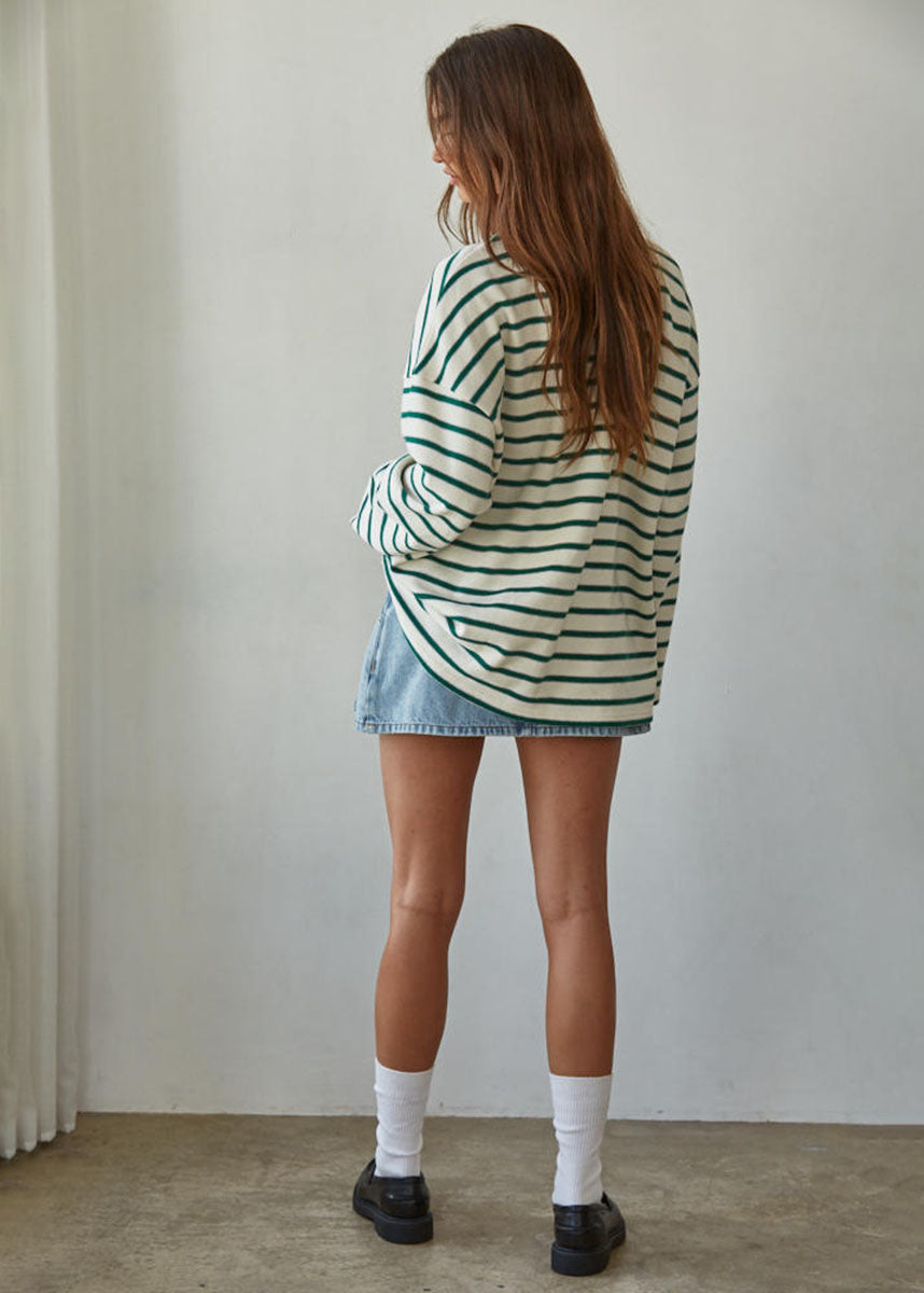 Paulie Striped Knit Pullover - Cream & Green
