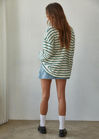 Paulie Striped Knit Pullover - Cream & Green