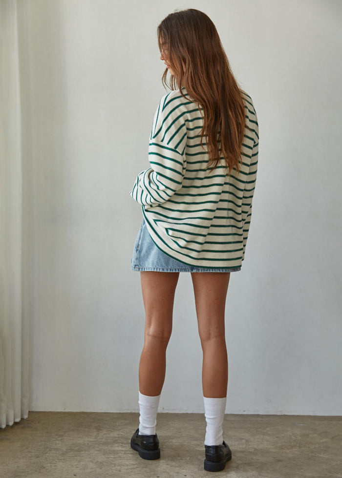 Paulie Striped Knit Pullover - Cream & Green