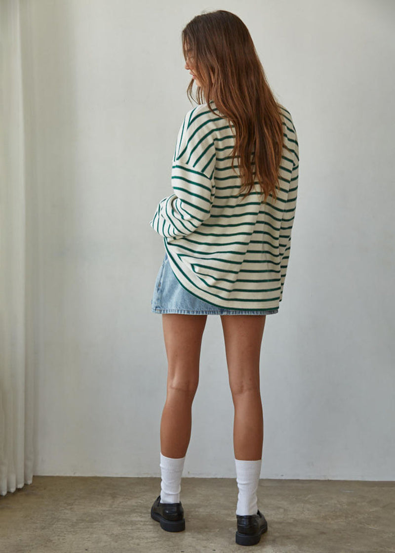 Paulie Striped Knit Pullover - Cream & Green